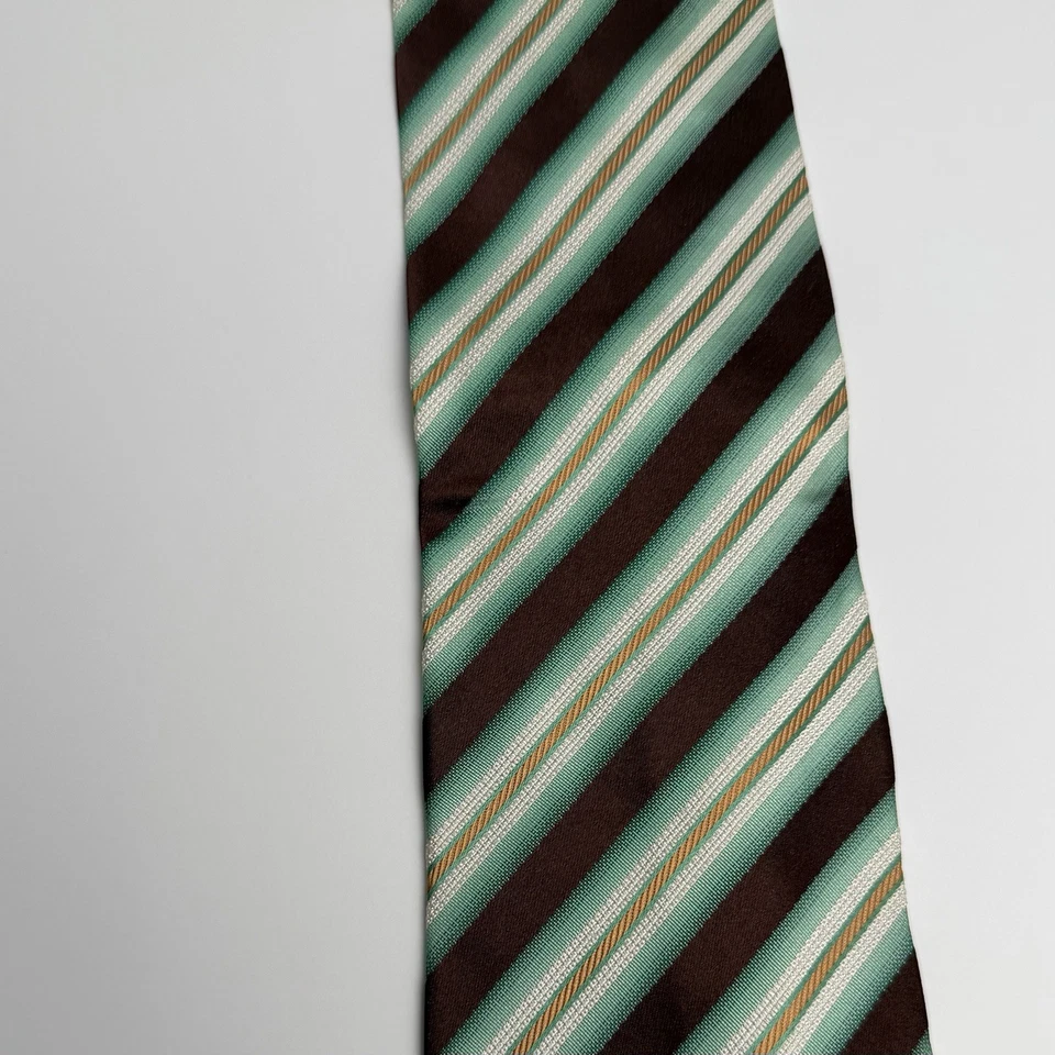 Corbata Ermenegildo Zegna Marrón Seda Rayas Repp Hecha en Italia Lujo Foto 3 de 4