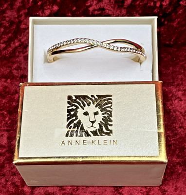 Anne Klein Gold Tone  Crystal Crisscross Bangle Bracelet NWT $32