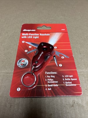 NOS Snap-On Blac Multi-Function Keychain w/Light Knife Screwdriver Opener 870545