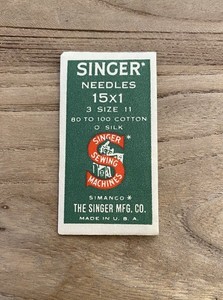 SINGER NEEDLES 15x1 3 Size 11 80 To 100 COTTON O SILK Sewing Machine Needles VTG