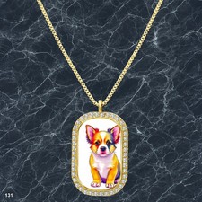 New Cute Dog Puppy Pendant Necklace Graphic Design Radiant Gold Tone Rare