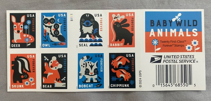 Baby Wild Animals Stamps USA Forever Stamps Sheet Of 20 Adorable Stamp 
