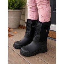 Bogs Amanda II waterproof boots sleek black lace-up design neoprene shaft Size 4