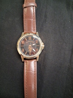 US Polo Quartz SR626SW PC21J Japan Movt Wrist Men's Watch Runs Dark Brown Band  