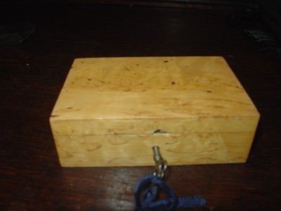 Antique Small Birds Eye Maple Box with Key 5''