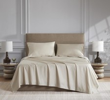 800 Thread Count Cotton Sateen 4-Piece Sheet Set, Queen, Beige
