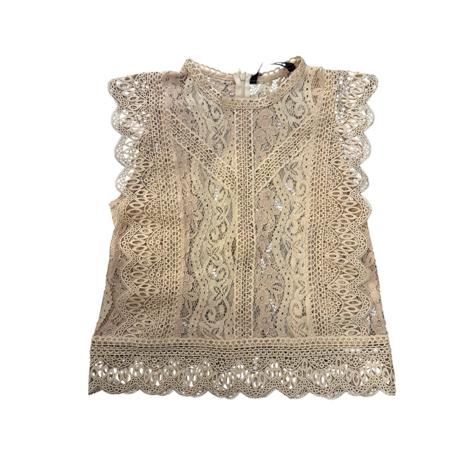Zara blush lace sleeveless blouse sz S