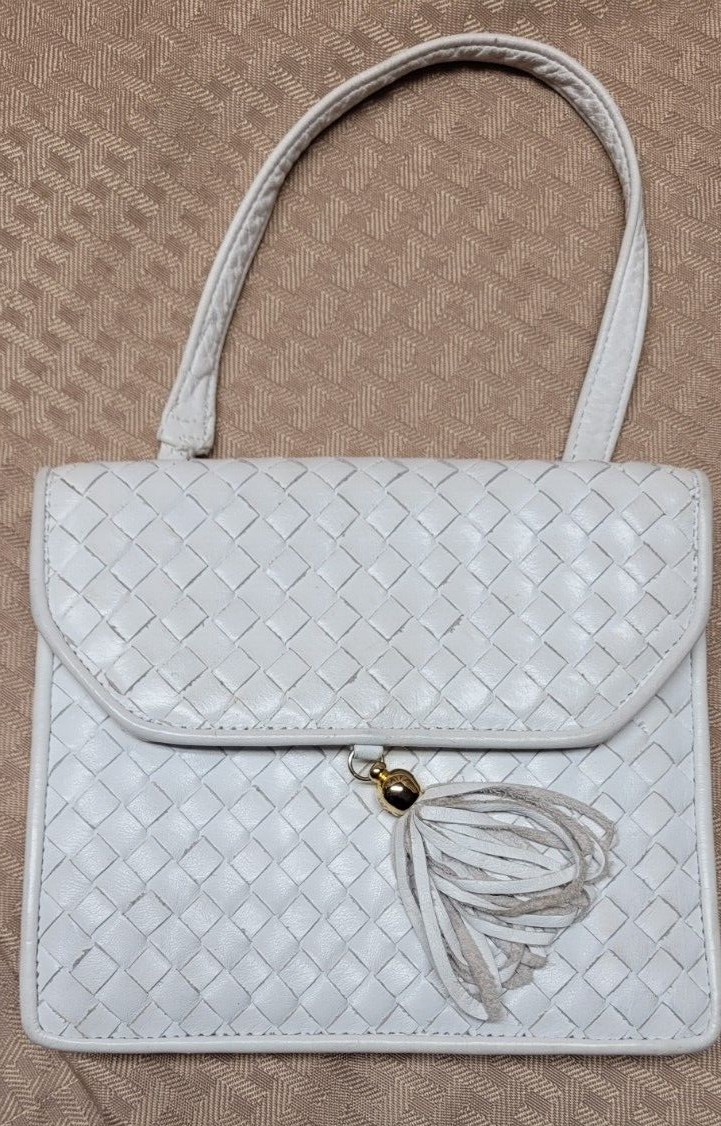 PAIR of TALBOT's Leather Basket Weave Black and White Handbag Purse