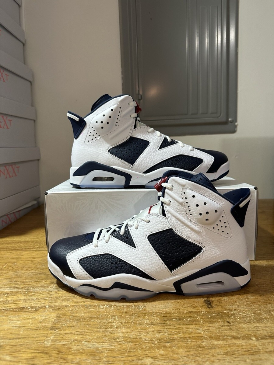 Men size 7-13 Nike Air Jordan 6 Retro Shoe Olympic White Navy