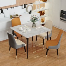 Nordic Dining Table Sintered Stone Metal Kitchen Tables Cafe Restaurant 4 Person