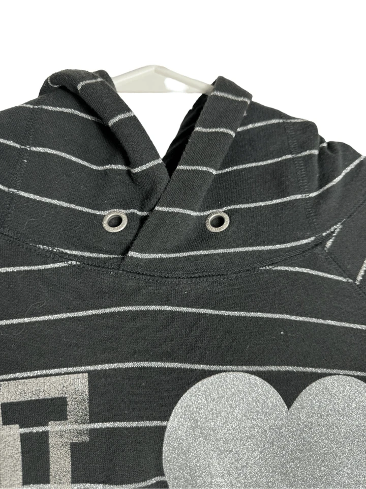 PINK By Victoria Secret Sudadera con Capucha Pullover Rayas Negras/Plateadas Talla Grande Foto 4 de 4