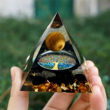 6cm Tiger's Eye Crystal Orgone Pyramid, Reiki Healing Chakra Meditation Orgonite