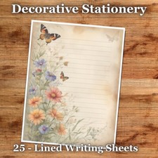25 Sheets Letter Writing Paper  Antique Florals Stationery - 02