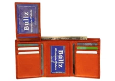 Leather Mens Wallet Slim Trifold Wallets For Men With ID Window