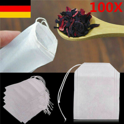 100stk. Baumwolle Teebeutel Teefilter Tasse Leer Sieb Beutel Tee Gewürzbeutel-.