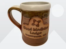 Whitefish Pottery Handmade Embossed Glazed Pottery Good Medicine Lodge 14 oz Cup