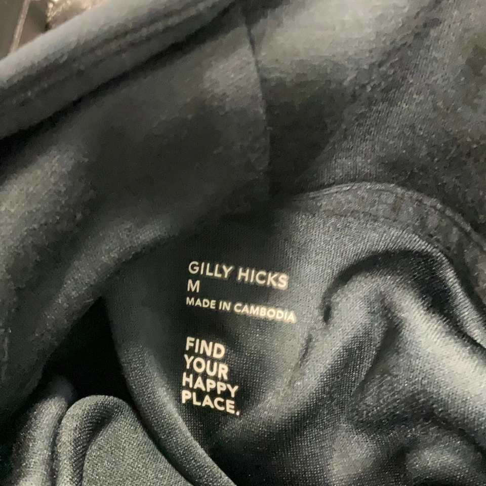 Sudadera con Capucha Gilly Hicks Para Mujer Talla Mediana Negra Manga Larga 1/4 Cremallera Bolsillo Pullover Foto 4 de 4