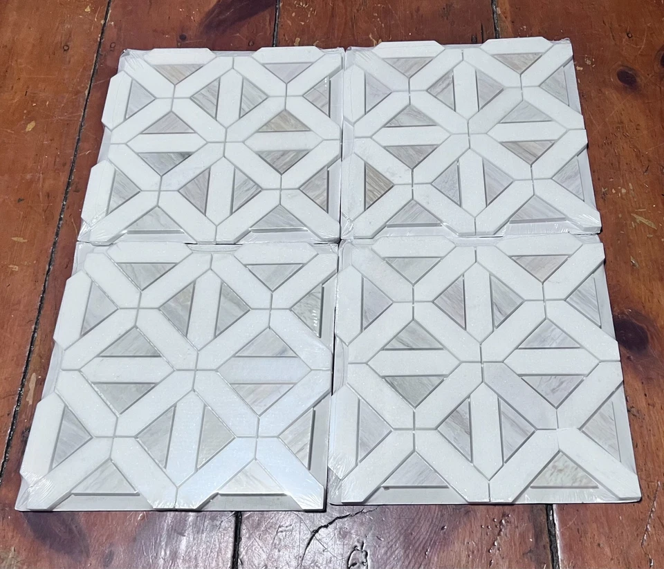 Azulejo de mosaico de mármol pulido MSI Angora patrón geométrico 12" x 12" (10 pies cuadrados/estuche) Foto 4 de 4