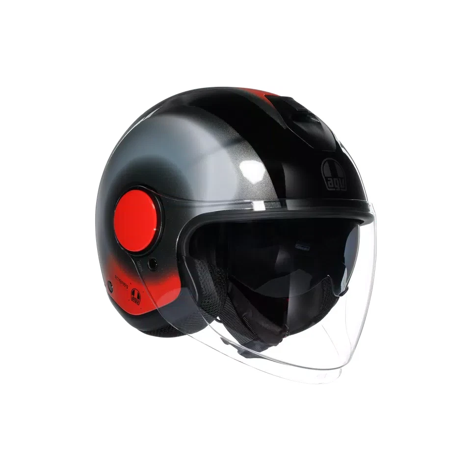Casque Moto AGV Jet Eteres Levanto Noir Argent Rouge Visiera Parasole - Photo 1/4