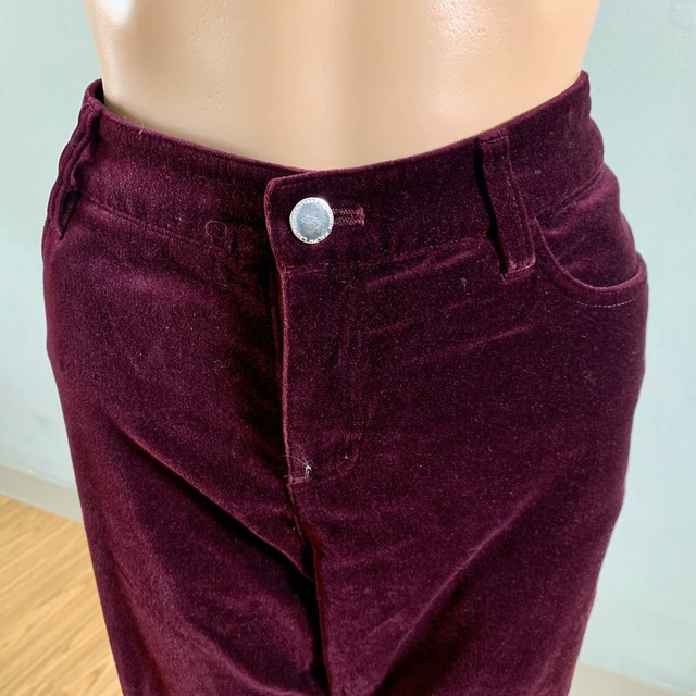LAUREN RALPH LAUREN SIZE 10 Velvet Burgundy Red High Waist Boot Cut Chino Pants | eBay