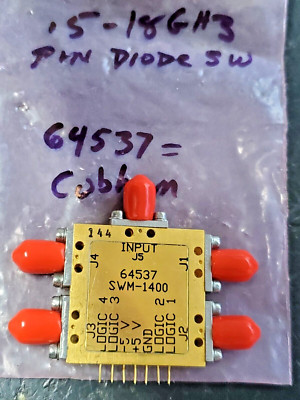 Cobham SP4T PIN RF Microwave Switch .5-18 GHz SMA Broadband High Speed SWM-1400