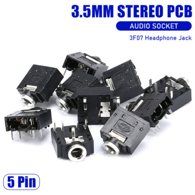 5 Pin 3.5mm Female Audio Stereo Jack for Headphone Socket PCB 3F07 Audio Socket