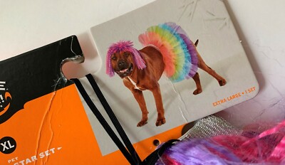 80's POP STAR Dog COSTUME XL NEW Tutu & Headpiece/Wig 2pc PET