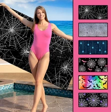 Gothic Spider Web Beach Towel #2, Dark Aesthetic Pool Towel, Goth Beach Towel