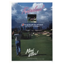 1985 United Airlines: Kapalua Maui Vintage Print Ad
