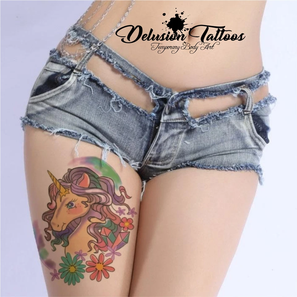 DELUSION TATTOOS REALISTISCHES TEMPORÄRES TATTOO - MEIN KLEINES EINHORN - DAMEN, MÄDCHEN, KINDER FAKE TATTOO