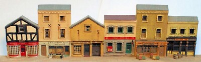Parade of 6 shops Low Relief NV8set UNPAINTED N Gauge Scale Langley Models Kit