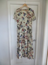 Shein Cream Red Blue Floral V Neck Short Sleeve Maxi Dress Size 2XL