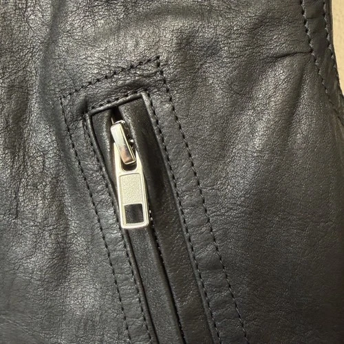 Rick Owens Stooges Leather Biker Jacket Cashmere Lining Black Sz IT 50 Italy image 8
