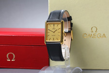 N MINT: Vintage OMEGA De Ville Cal.712 Gold Dial Automatic Mens Tank 27mm Watch