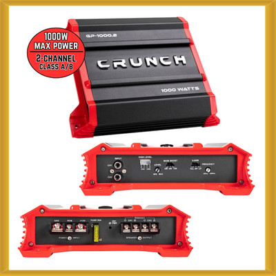 Crunch Ground Pounder Series 1000W Max Power Class A/B 2-Channel Car Amplifier