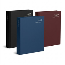 2027 A4 Diary 2 Pages Per Day Daily Planner Hardback Office Business Book