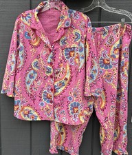 Nick  Nora Womens Pajama Set Pink Paisley Floral Sz L
