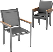 Garden Chairs Set of 2/4/6 Stackable Alu Outdoor Dining Chair Patio Bistro Chair