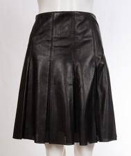 Ralph Lauren Black Label Perforated Pleated Lambskin Leather Skirt sz 8 fits 10