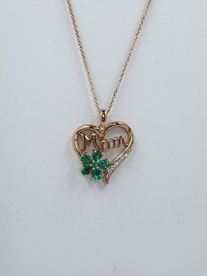 Samuel Aaron Heart Mom Pendant and Chain, Rose Gold Plated