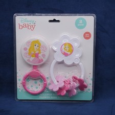 Disney Princess II Teether Rattle and Keyring Set Baby Gift Pink Classic Design