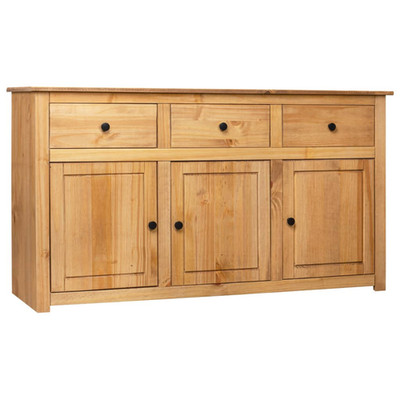Sideboard massiv Kiefernholz 135x40x80cm Naturholz 3 Schubladen 3 Türen Landhausstil