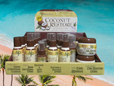 Nature's Protein Coconut Restore 37pc-6 Trial Size Items Wavy Curly Coily Hair