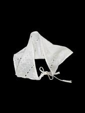 Vintage Baby Girl Hat Bonnet Cream Lace Embroidered