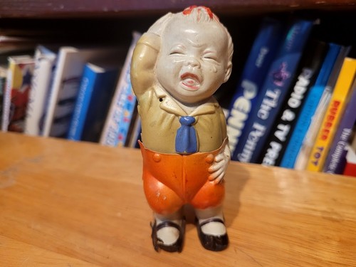 NICE VINTAGE  CELLULOID WIND UP  crying young boy  made in JAPAN