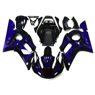 Black Dark Blue w/ Flames Fairings for 1998 2002 YZF R6 Yamaha Plastic Bodywork