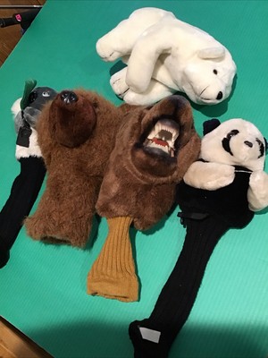 Lot of 5 Bear Head Cover by Daphnes Jplann Golf Grizzly Koala