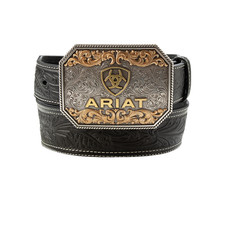 Ariat Men's Black Leather Embossed Floral Western Belt A1042201