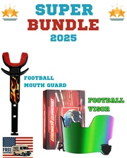 Football Visor & Mouth Guard Bundle – Green HD Lens + Battle Blaze Youth Set NEW