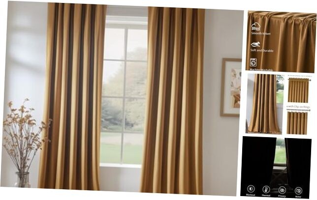 Velvet Blackout Curtains Thermal Insulated 52